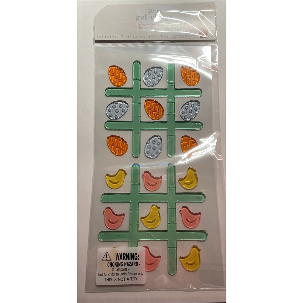 NEW Gel Window Cling 20 ct Tic-tac-toe Happy Easter theme Eggs‎ and Baby Chicks!